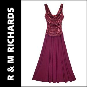 R&M Richards Women Dress Size 6 Gown Cocktail V-Neck Fit & Flare Sleeveless Red